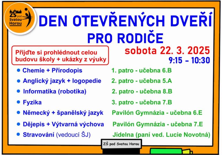 Pozvánka na Den otevřených dveří pro rodiče